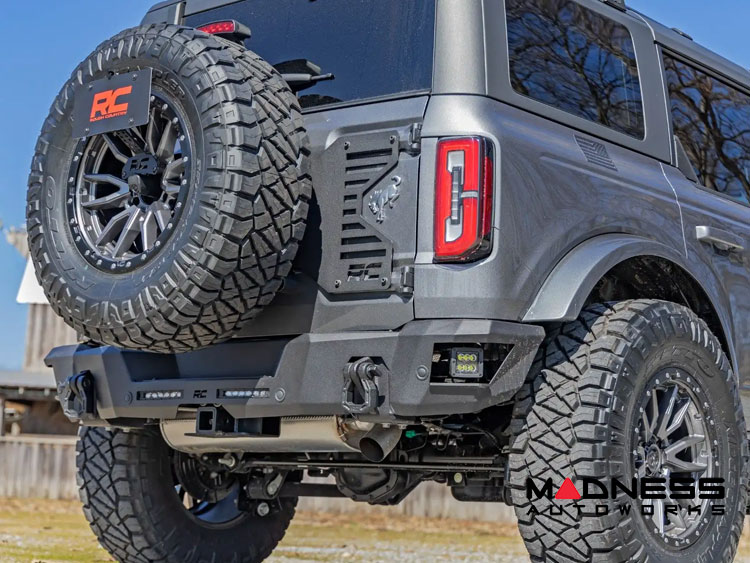 Ford Bronco Rear Bumper - FAB - w/ 6in Slim Line LED & Black Series Cube Lights